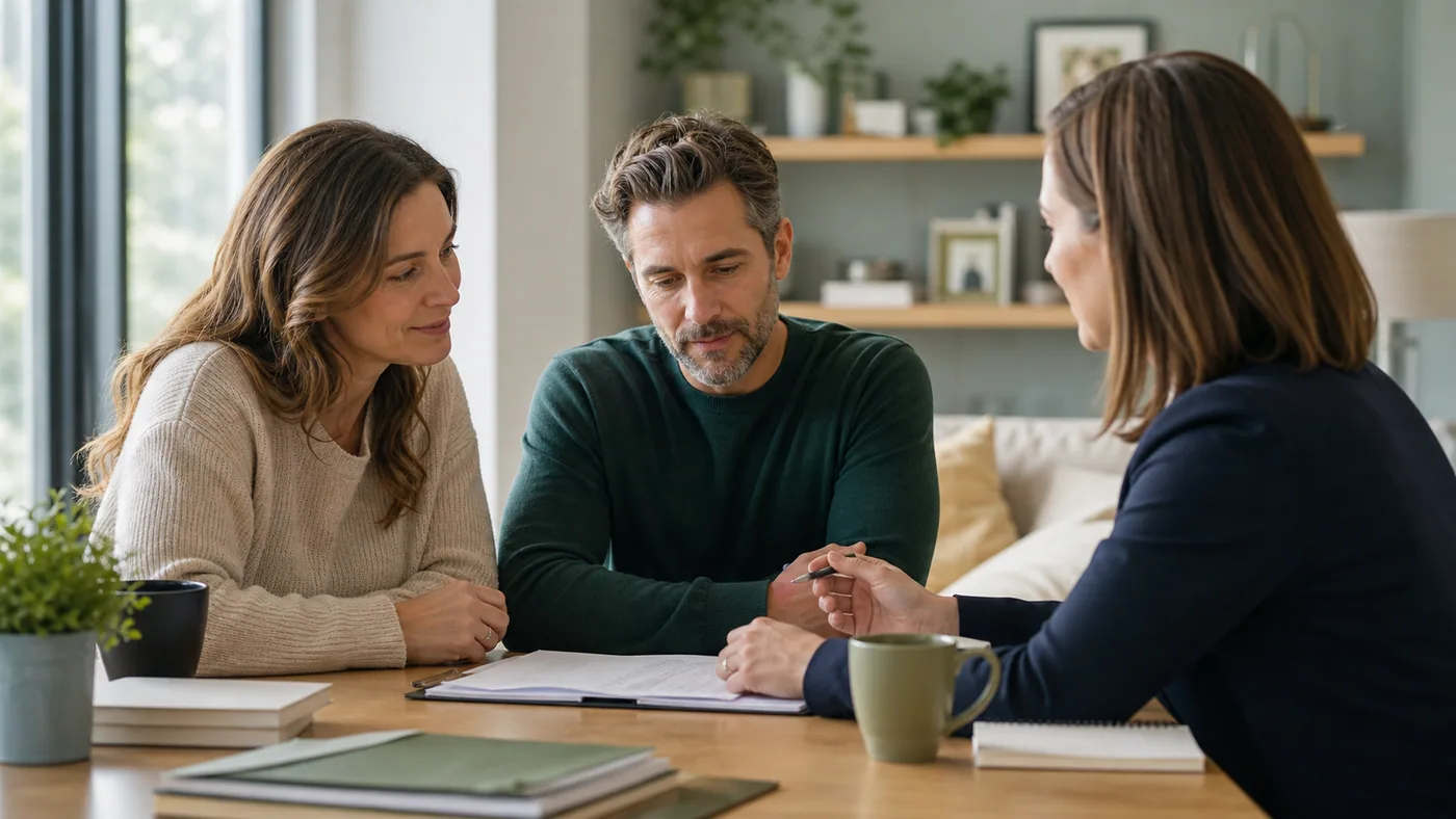 Parents reviewing teen residential treatment admissions and insurance information